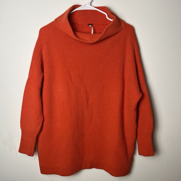 Free People Ottoman Slouchy Tunic Sweater Audacious Orange Small 262 - Picture 2 of 7